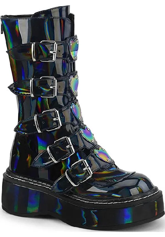 EMILY-330 [Black Hologram] | PLATFORM BOOTS [PREORDER]