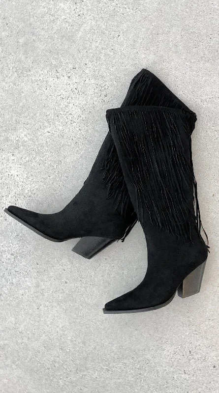 Evette Boots - Black Suede