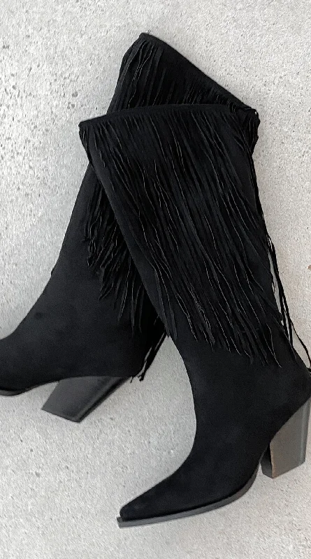 Evette Boots - Black Suede