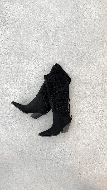 Evette Boots - Black Suede