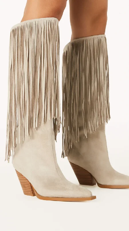 Evette Boots - Cream Suede