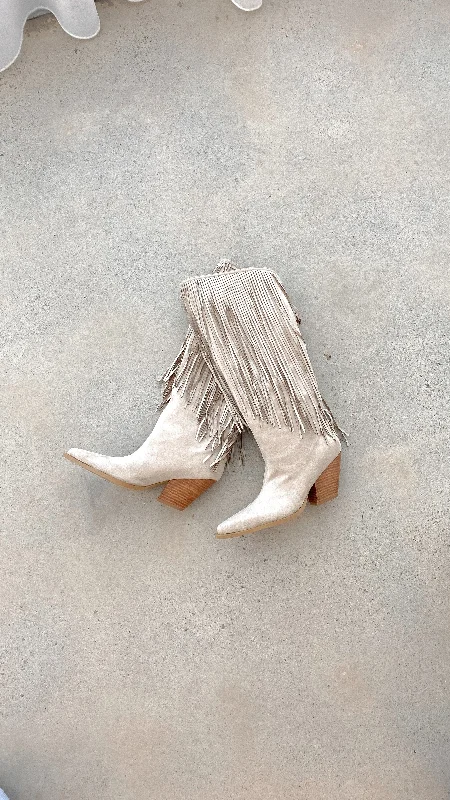 Evette Boots - Cream Suede