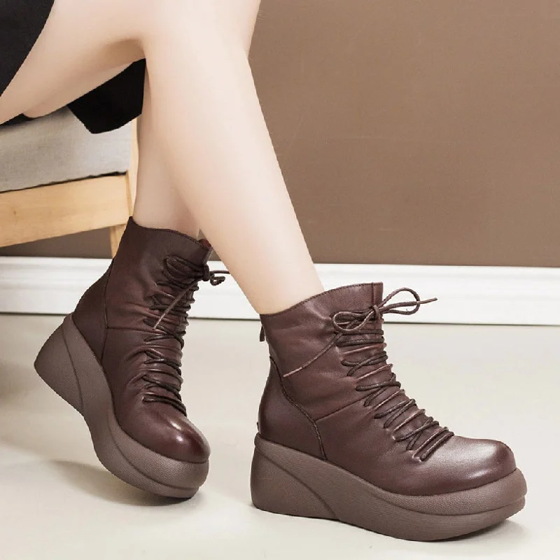 Retro Handmade Waterproof Platform Boots