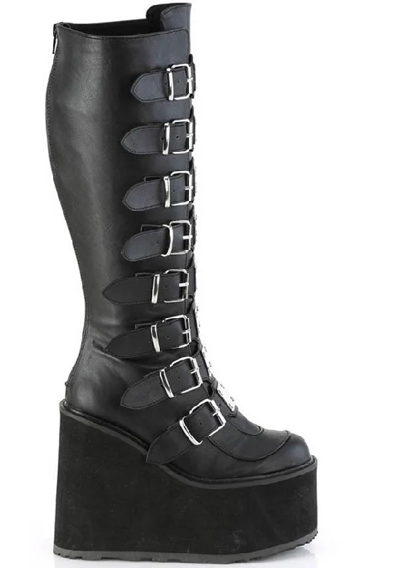 SWING-815WC [Black] | WIDE CALF PLATFORM BOOTS [PREORDER]