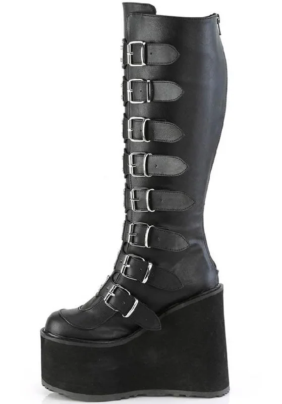 SWING-815WC [Black] | WIDE CALF PLATFORM BOOTS [PREORDER]