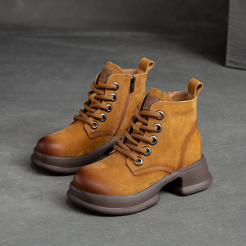 Women Autumn Retro Chunky Platform Combat Boots