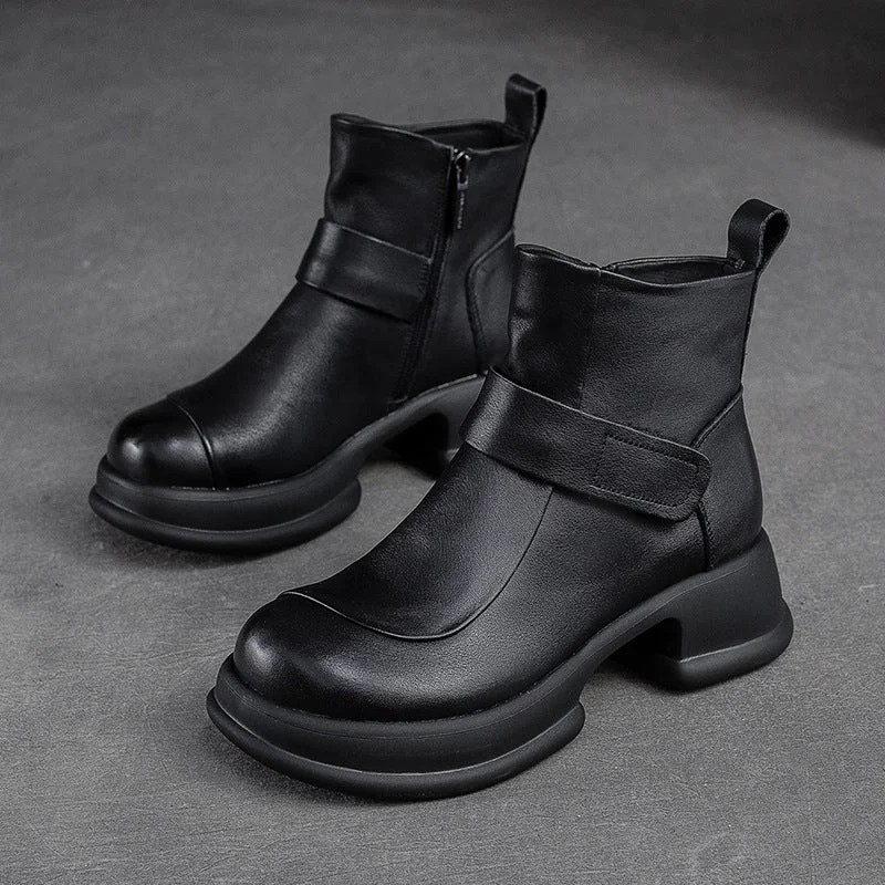 Women Minimalist Casual Platform Leather Boots