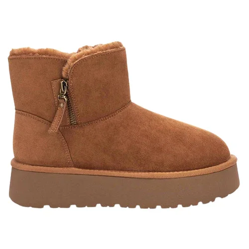 XTI Platform Fur Lined Boots- 142210 - Camel