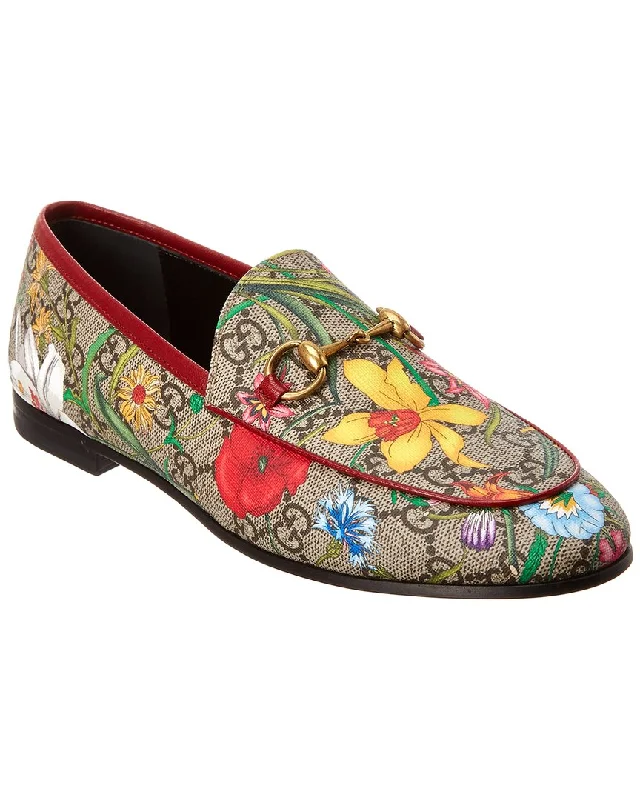 Gucci Jordaan Gg Flora Canvas & Leather Loafer