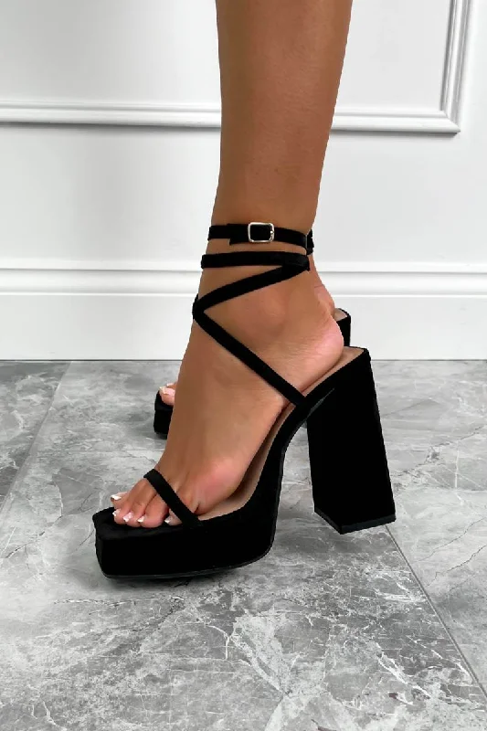 CAMDEN Chunky Platform Heels - Black Suede