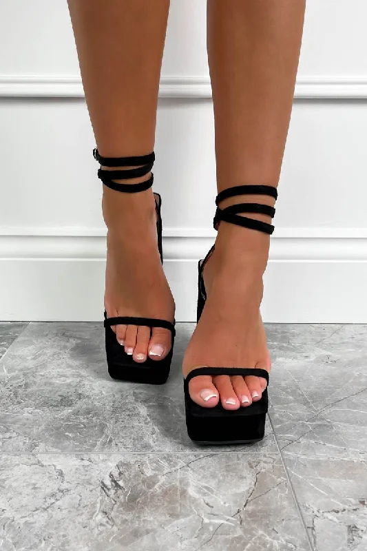 CAMDEN Chunky Platform Heels - Black Suede