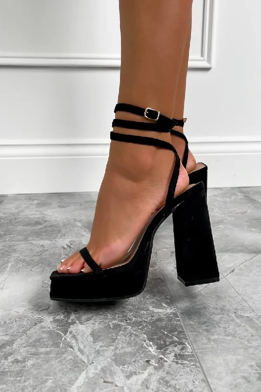 CAMDEN Chunky Platform Heels - Black Suede