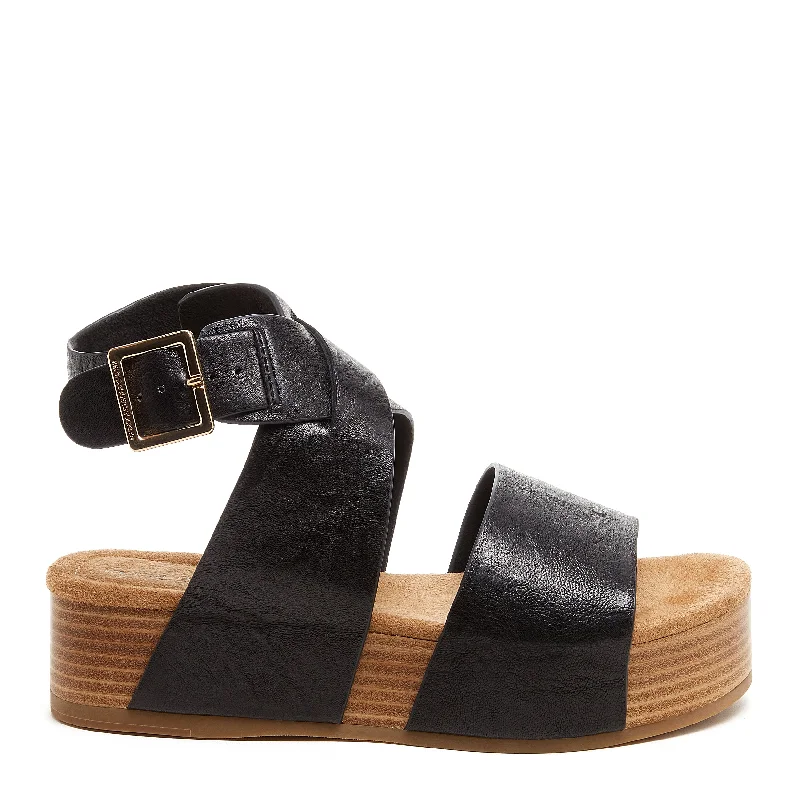 Dunes Black Ankle Platform Sandals