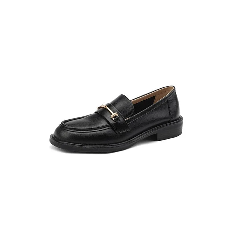 Genuine Leather Loafers For Women Retro Handmade in Black/Green/Brown/Beige