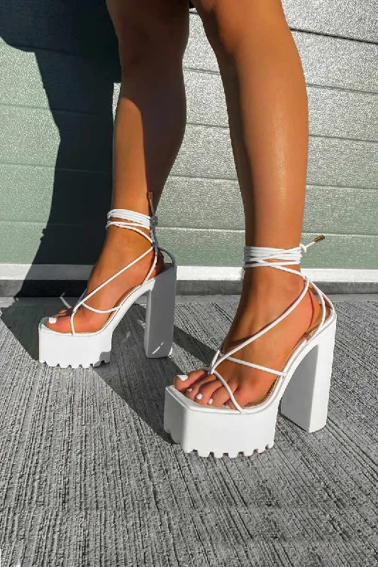 JADE Chunky Platform Heels - White