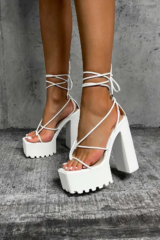 JADE Chunky Platform Heels - White