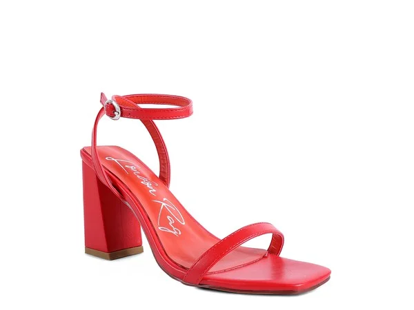 La Muzza -  Red Block Heel Ankle Strap Sandals For women