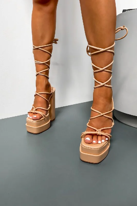 NOVA Chunky Platform Heels - Beige