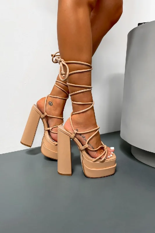 NOVA Chunky Platform Heels - Beige