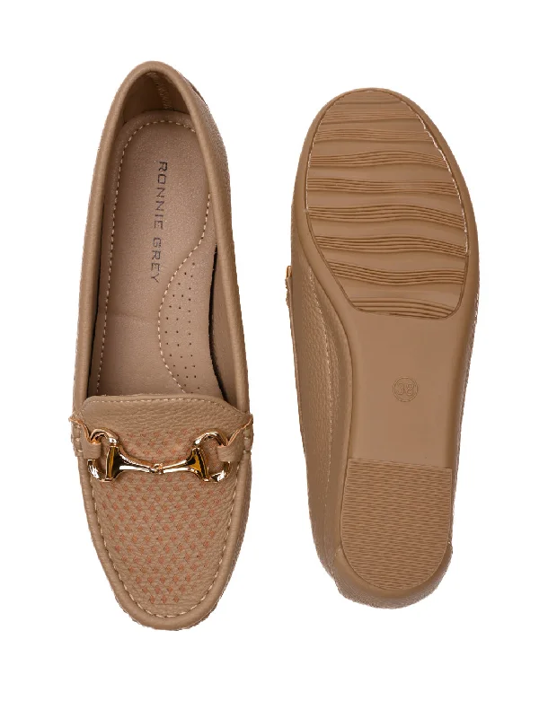 Women Beige Textured Loafers