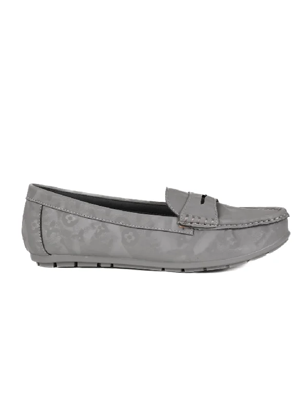 Women Grey Printed Loafers