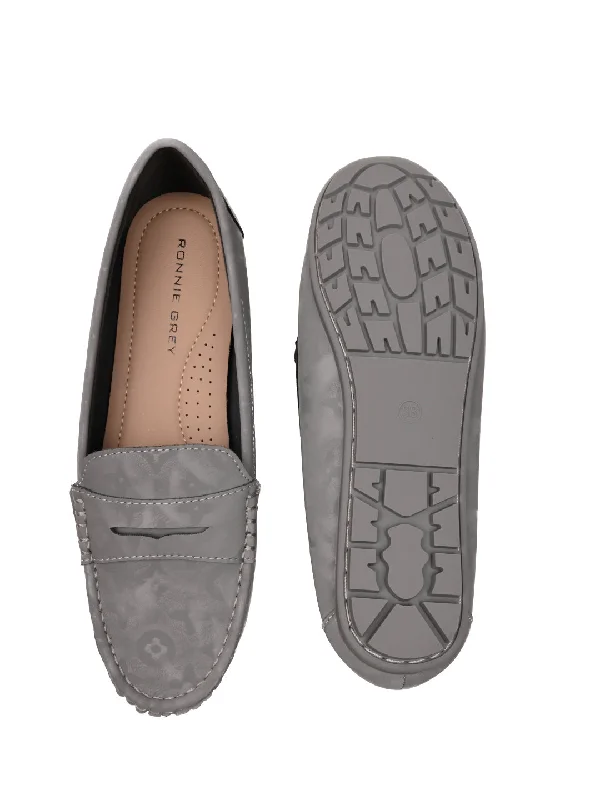 Women Grey Printed Loafers