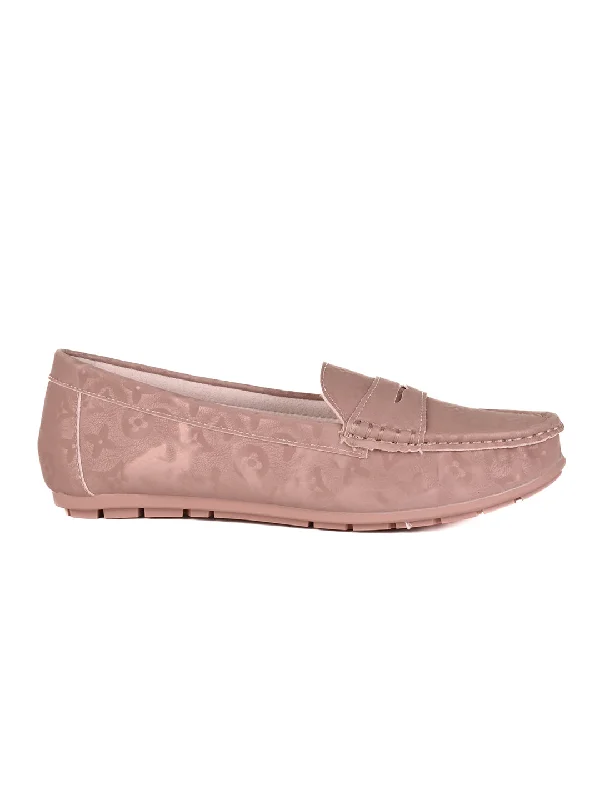 Women Nude Printed Loafers