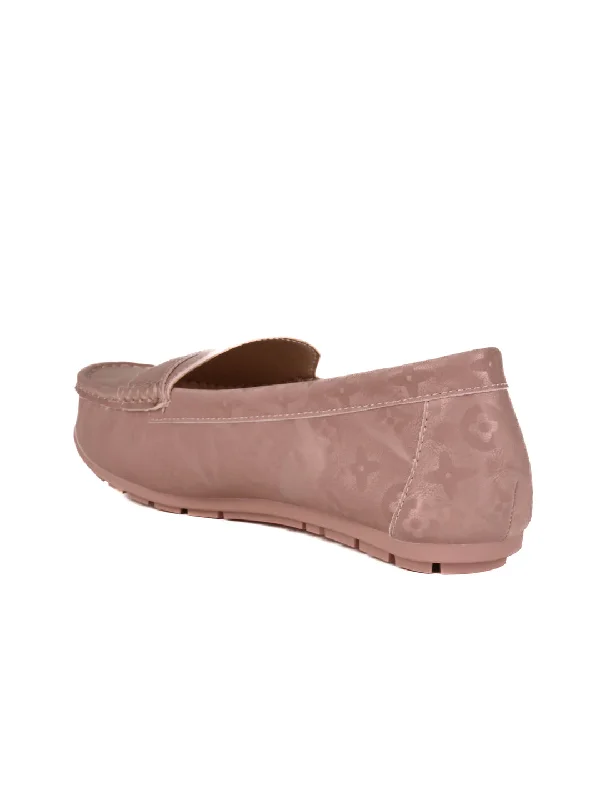 Women Nude Printed Loafers