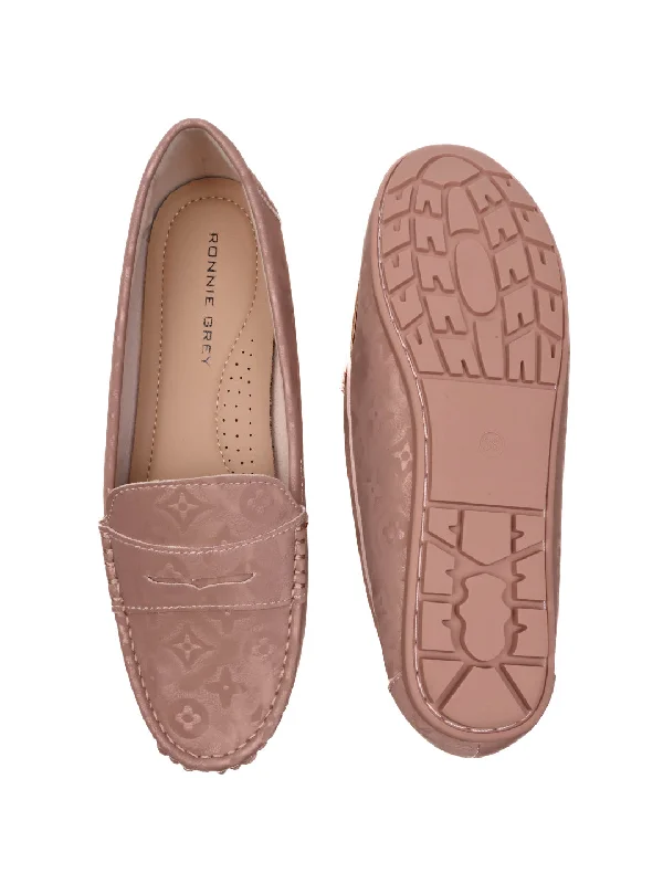 Women Nude Printed Loafers