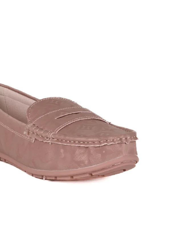 Women Nude Printed Loafers