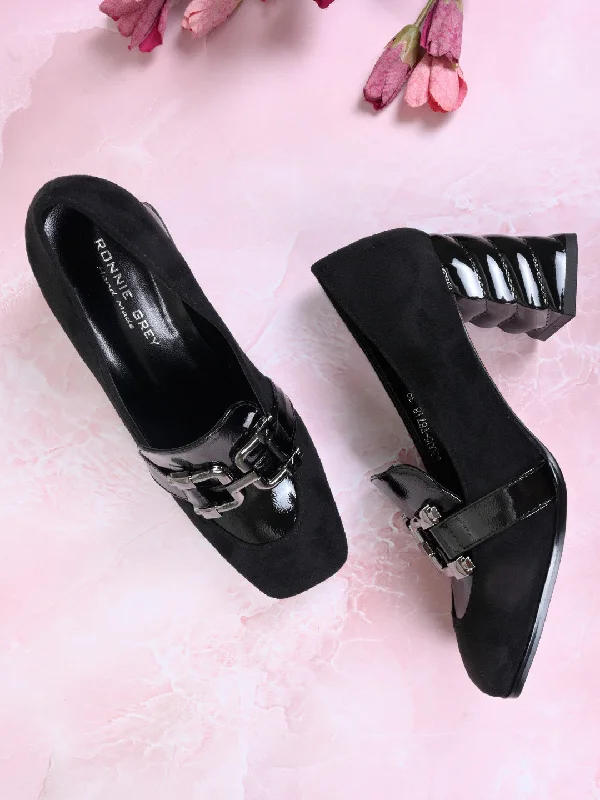 Women Black Solid Loafers