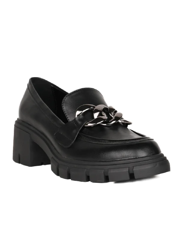 Women Black Solid Loafers