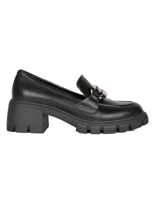 Women Black Solid Loafers