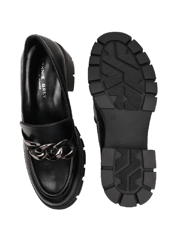 Women Black Solid Loafers