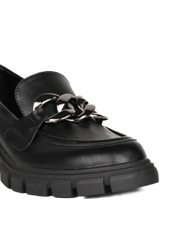 Women Black Solid Loafers