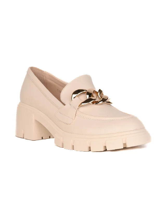 Women Beige Solid Loafers