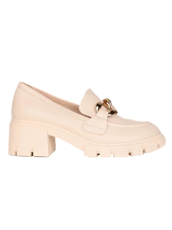 Women Beige Solid Loafers