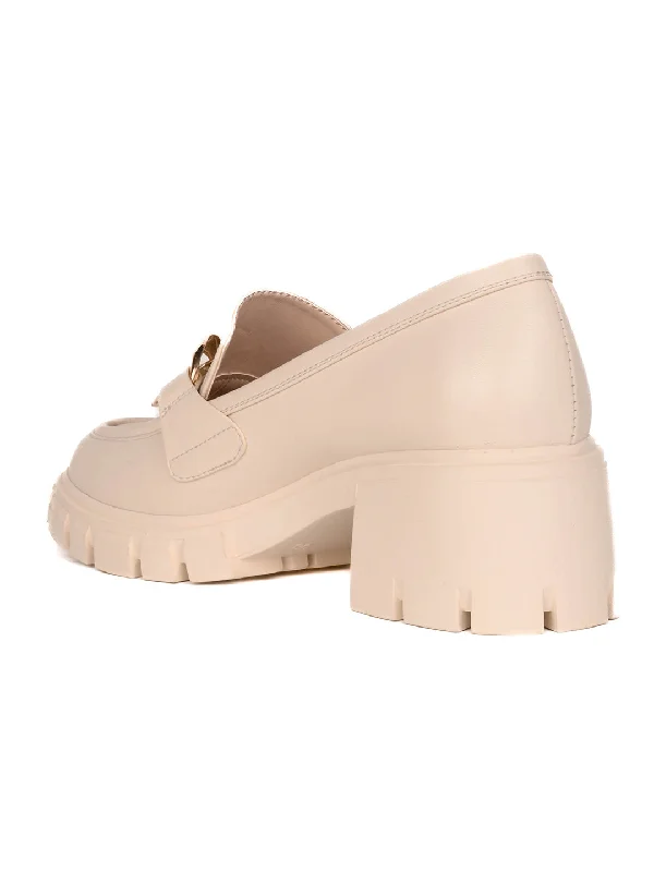 Women Beige Solid Loafers