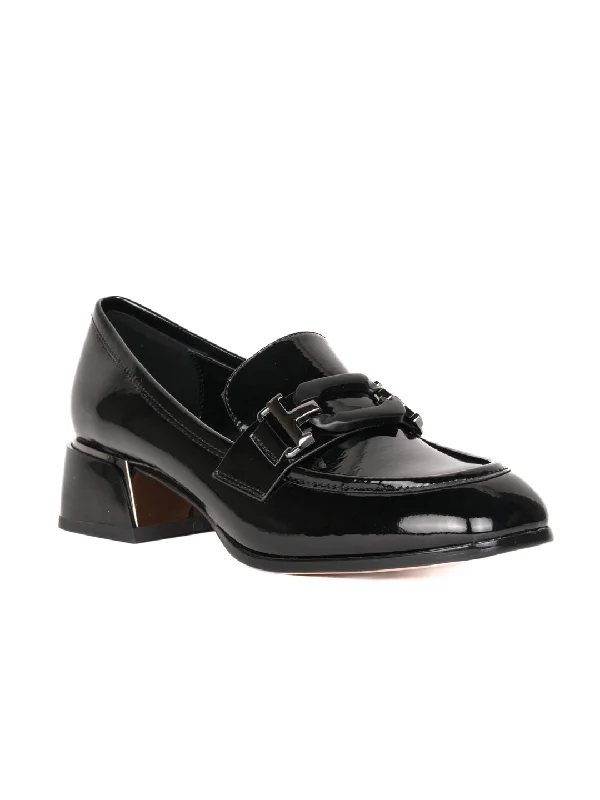 Women Black Solid Loafers