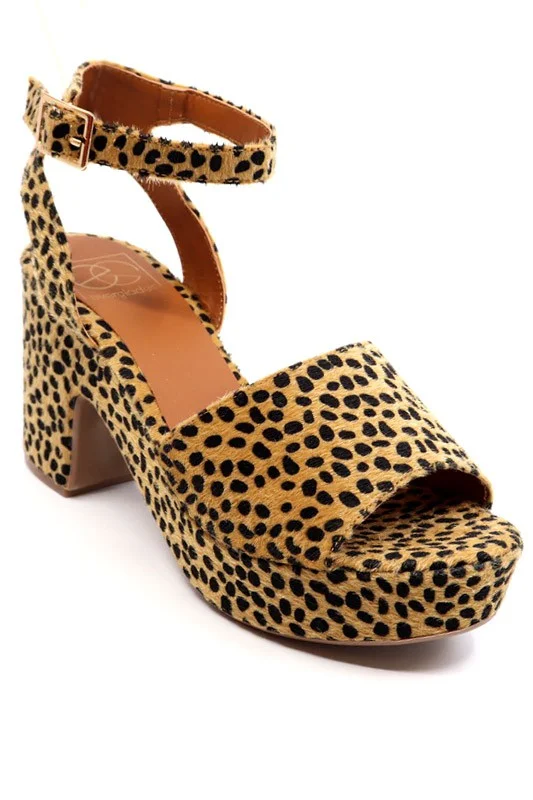 Tina -  Cheetah Imprint Platform Sandals for Women