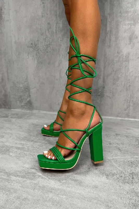 VIXEN Chunky Platform Heels - Green