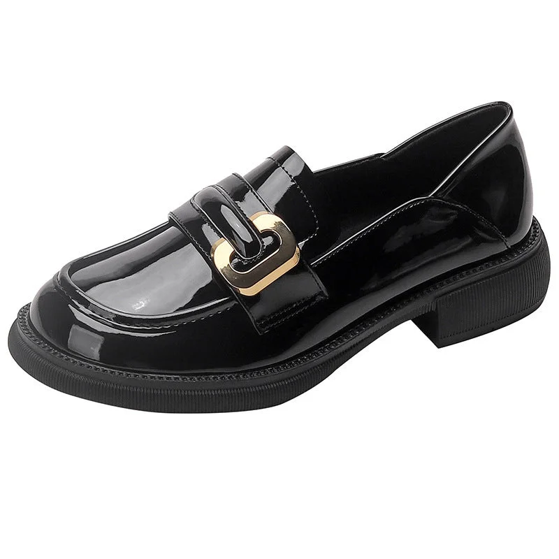 Women's British Autumn Thick-soled Patent Glossy Shallow Loafers