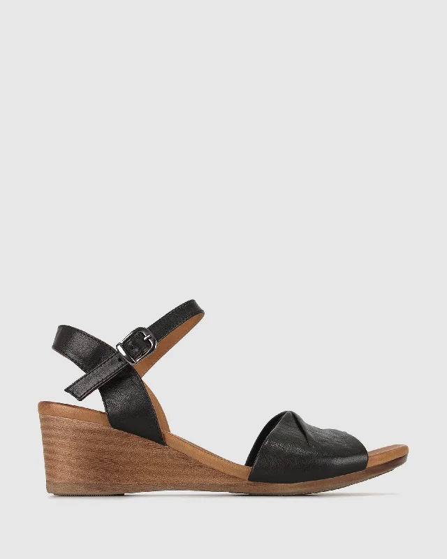 PERL Leather Wedge Sandals