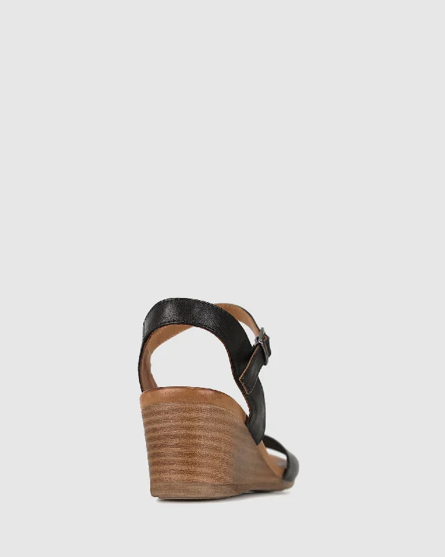 PERL Leather Wedge Sandals