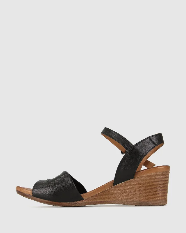 PERL Leather Wedge Sandals