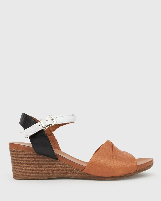 PERL Leather Wedge Sandals