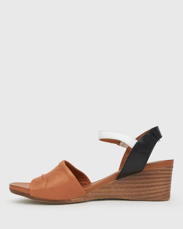 PERL Leather Wedge Sandals