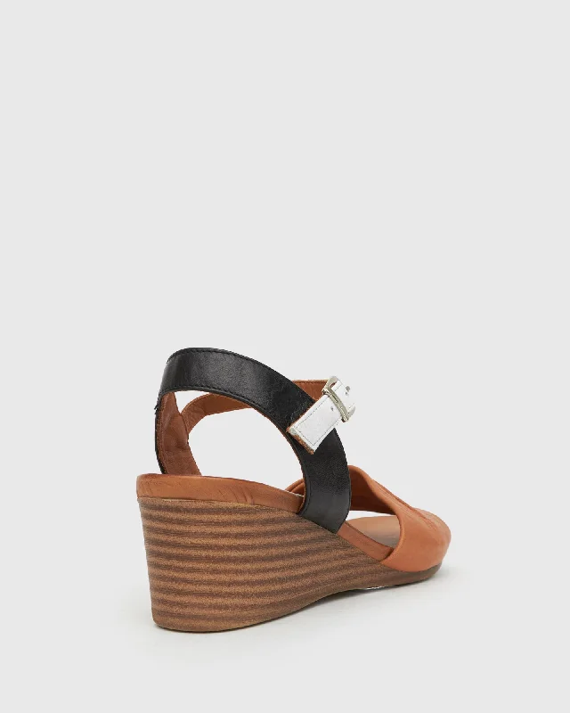 PERL Leather Wedge Sandals