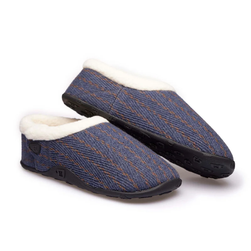 Alex - Blue Rust Pinstripe Men's Slippers