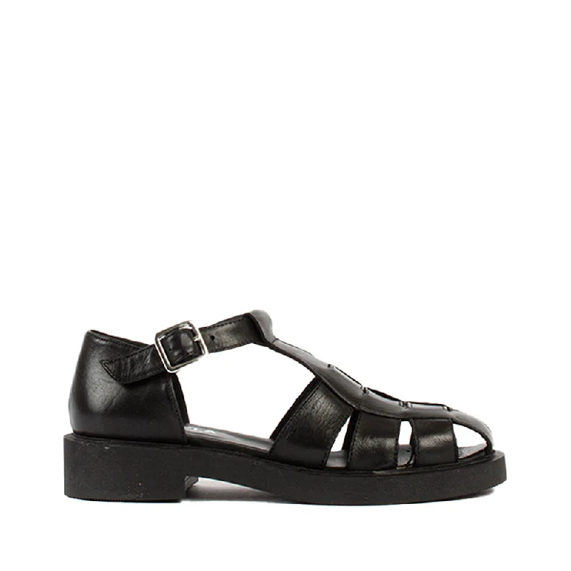 Clara Black Leather Sandals